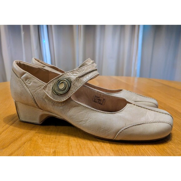 Josef Seibel Mary Jane Shoes CARA Tan Cream Leather Low Heel Sz 42 US 11 - Picture 1 of 12